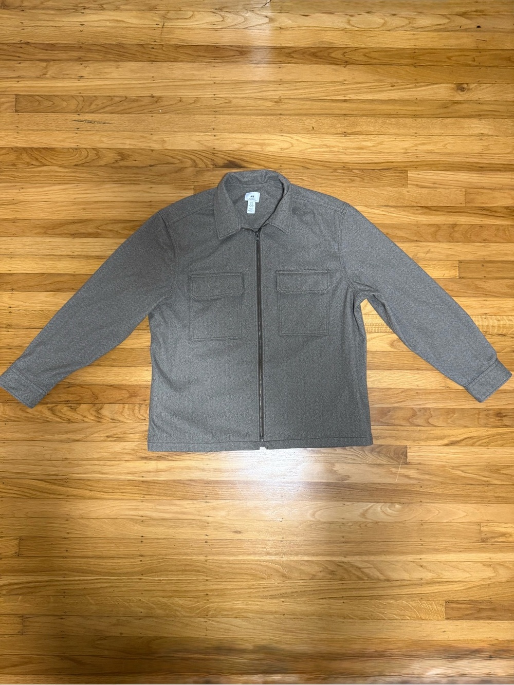 H&M Men's Heather Gray Zip-Up Shirt Jacket